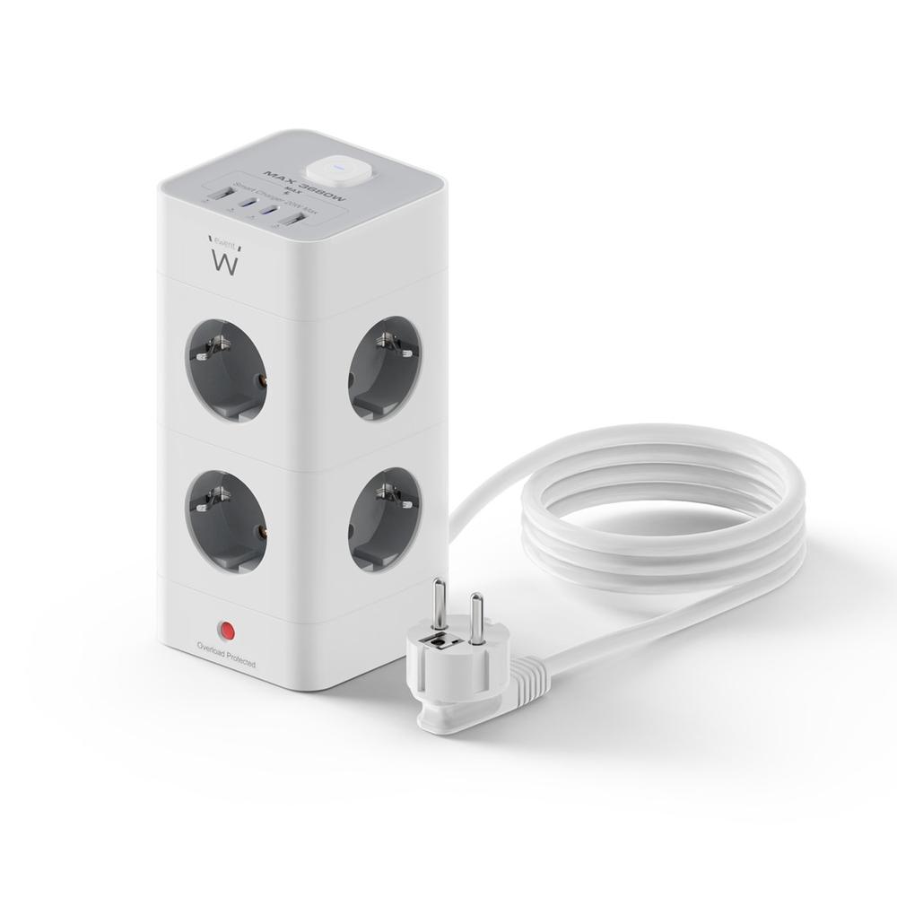 Regleta sobremesa ewent ew3864 8x schuko -  2x usb tipo a -  2x usb tipo b