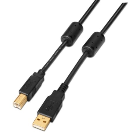 Cable USB 2.0 Impresora Aisens A101-0009/ USB Tipo-B Macho - USB Macho/ 2m/ Negro