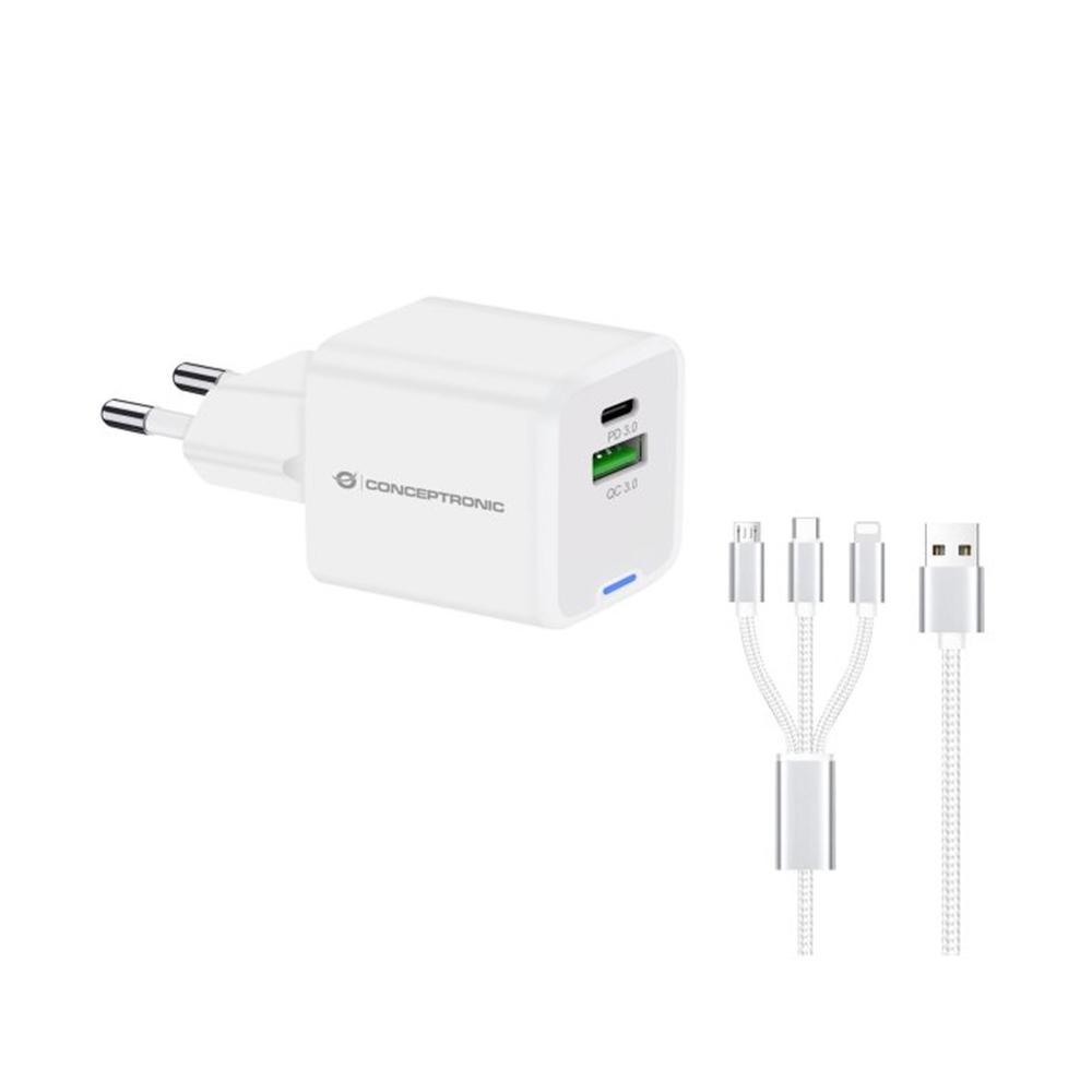 Conceptronic de pared althea16w 33w + cable USB 3.0 3 en 1 blanco