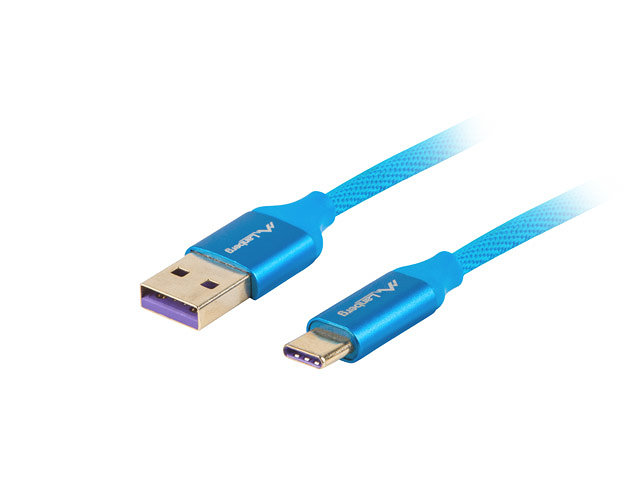 Lanberg USB 2.0 macho - USB tipo c macho 5a 1m azul