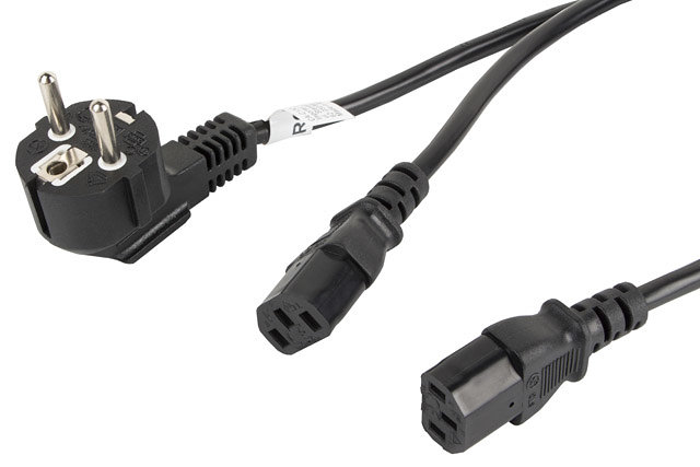 Lanberg de alimentacion schuko cee 7 - 7 a 2x iec320 c13 2m
