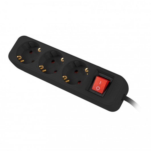 Lanberg Regleta 3 tomas schuko con protecion negra 1.5m