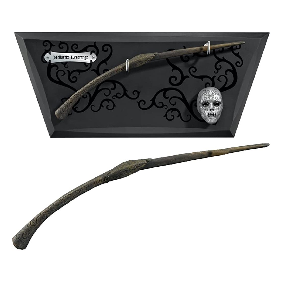 The noble collection Replica harry potter varita en expositor con mascara bellatrix lestrange