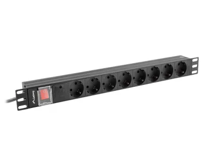 Lanberg Regleta 1u 16a rack 19 8x schuko negro