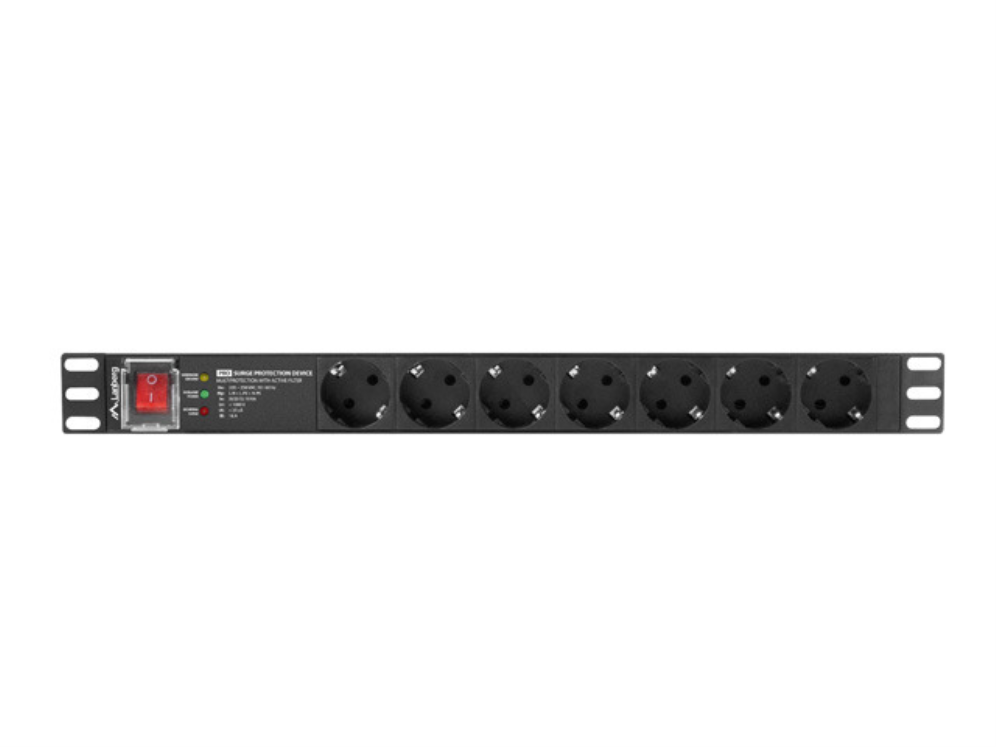 Regleta lanberg 1u 16a 7x schuko rack 19 pulgadas 2m negro
