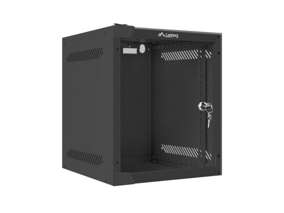 Armario lanberg mural rack 10 pulgadas 6u - 280x310 flat pack negro puerta cristal