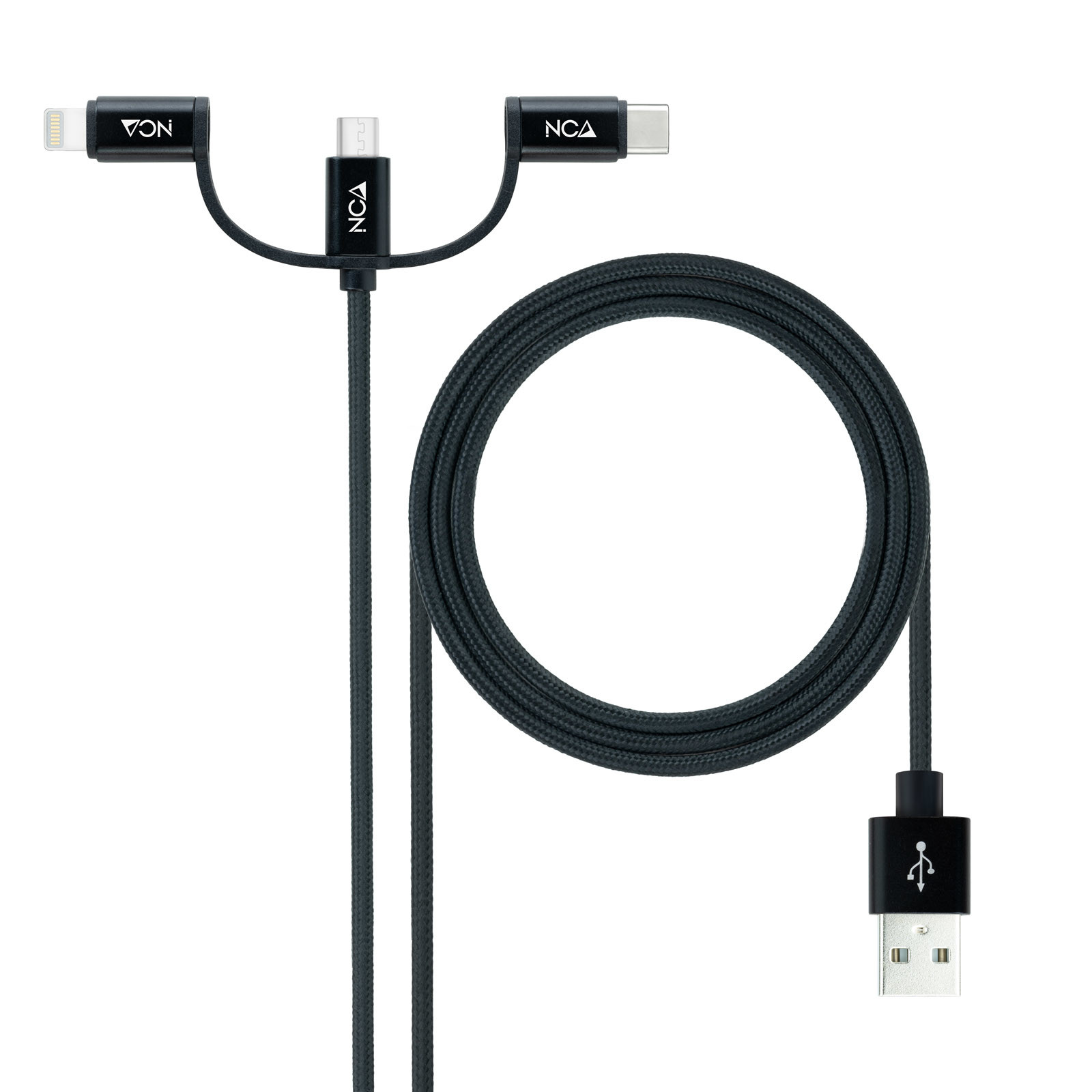 Nanocable USB 3 en 1 Carga/Datos USB-A a Negro – USB-C