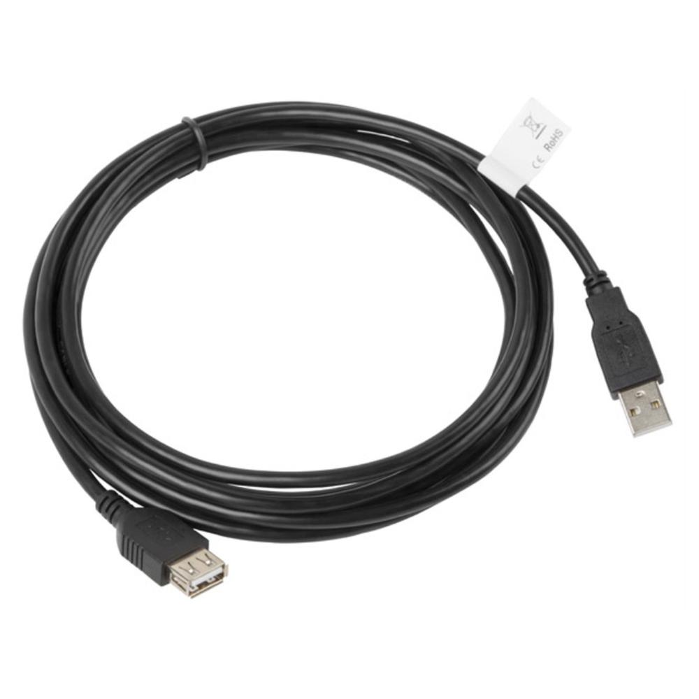 Cable alargador lanberg usb 2.0 macho - hembra -  3m - negro