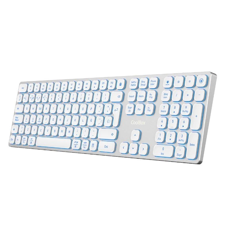 Coolbox Moonlight Keyboard B431 inalambrico de aluminio retroiluminado Bt 5.1 + Rf 2 Blanco – 4G