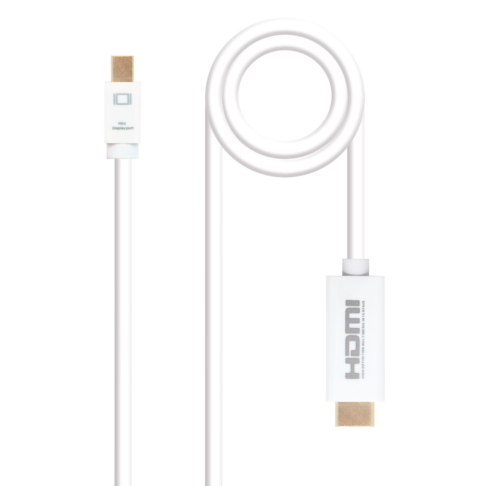 Nanocable conversor Mini DP a Blanco – HDMI / DisplayPort