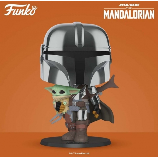 Funko pop star wars the mandalorian el mandaloriano xl version armadura cromatica con…