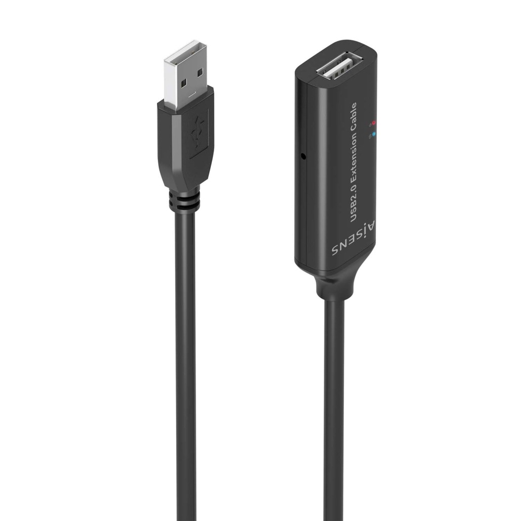AISENS - CABLE USB 2.0 PROLONGADOR CON AMPLIFICADOR, TIPO A/M-A/H, NEGRO, 5.0M