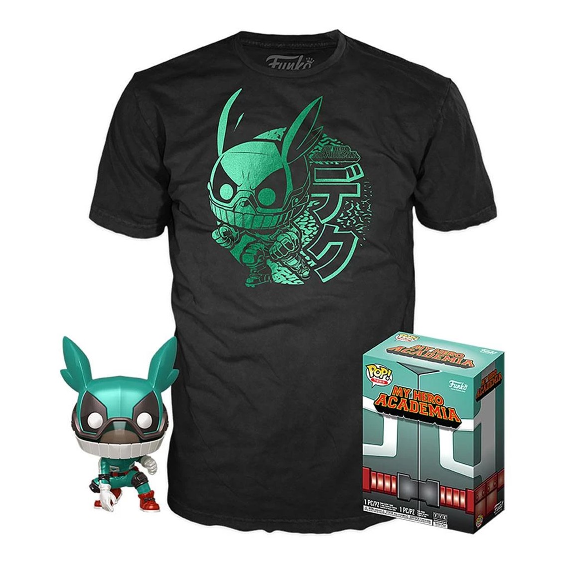 Funko Pop & tee my hero academia deku con casco (full mech suit) + camiseta talla s