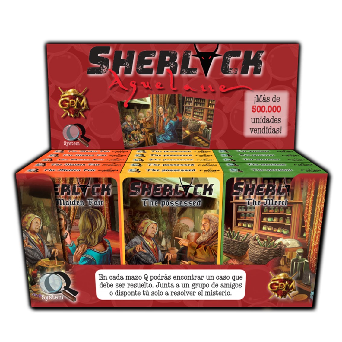 Juego de mesa gdm display sherlock q7: aquelarre (incluye: 5x mercader 5x doncella…