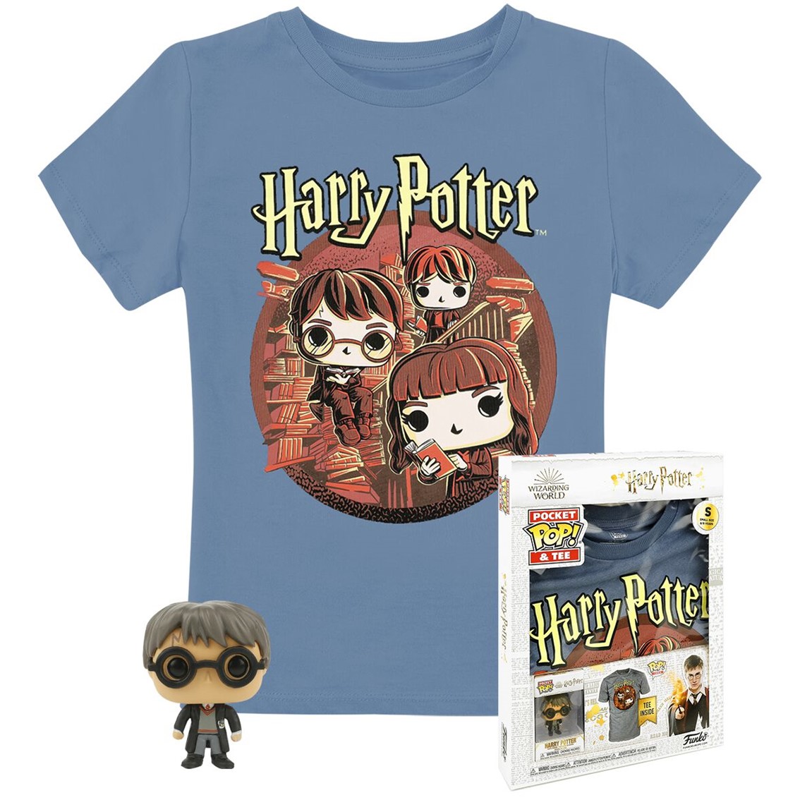Funko Pop & tee harry potter + camiseta trio talla s
