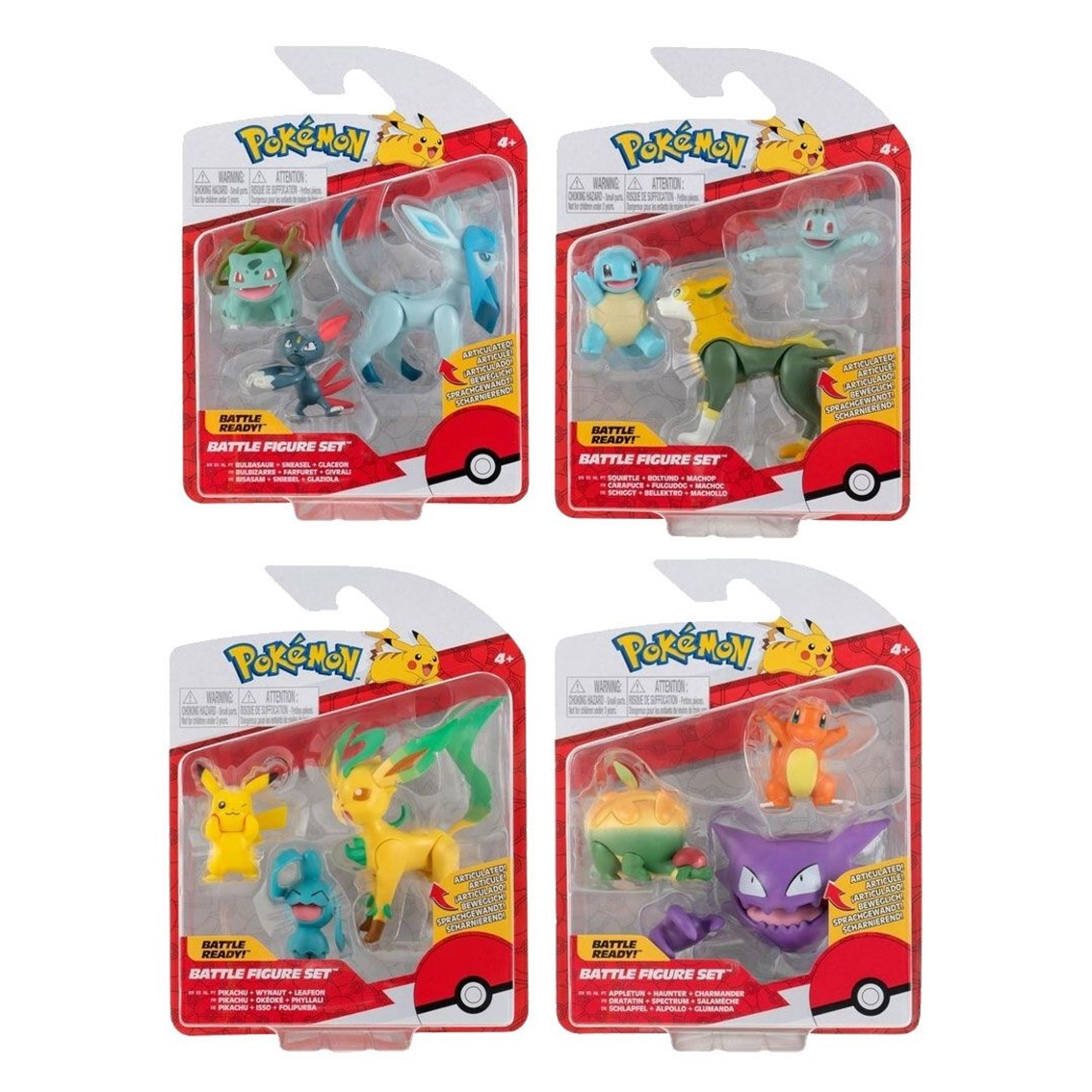 Jazwares Pack de 3 fuguras pokemon batalla ola 10 surtido de 4