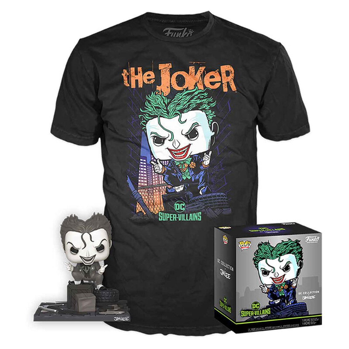 Funko pop dc comics dc jim lee joker + camiseta talla m