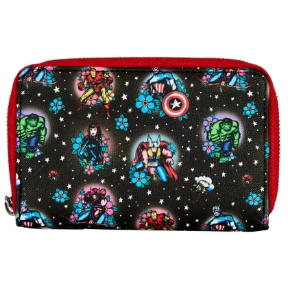 Loungefly Cartera monedero funko marvel avengers tattoo zip around wallet
