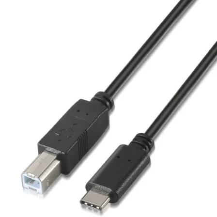 Cable USB 2.0 Impresora Aisens A107-0054/ USB Tipo-C Macho - USB Tipo-B Macho/ 480Mbps/ 2m/ Negro