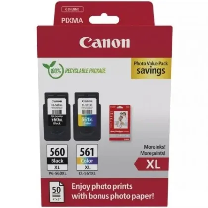 Canon Cartucho de Tinta Original PG-560XL + CL-561XL Multipack Alta Capacidad Negro