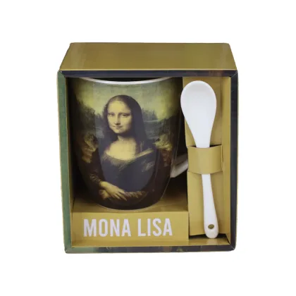 Enesco Taza de cerámica con cuchara mona lisa