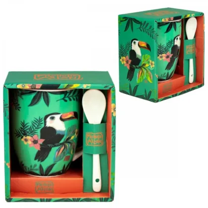 Enesco Taza de cerámica con cuchara tucán