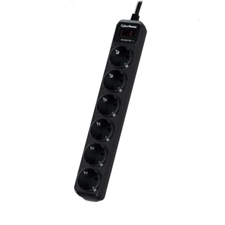 Regleta con interruptor Cyberpower B0620SC0-DE/ 6 Tomas de corriente/ 1.8m/ Negra
