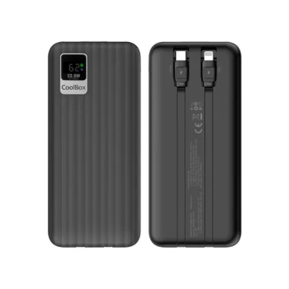 Coolbox Powerbank DP10 10000MAH Lcd+Cables Integrados Negro – USB-C