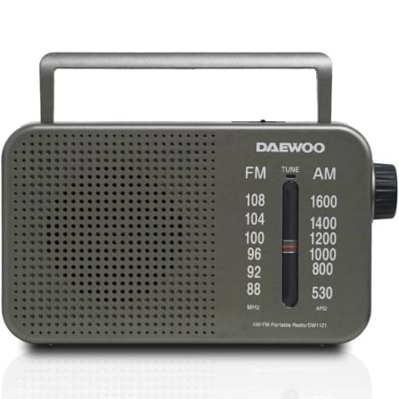 Radio Portátil Daewoo DW1121/con Cable/ a Pilas/ Gris