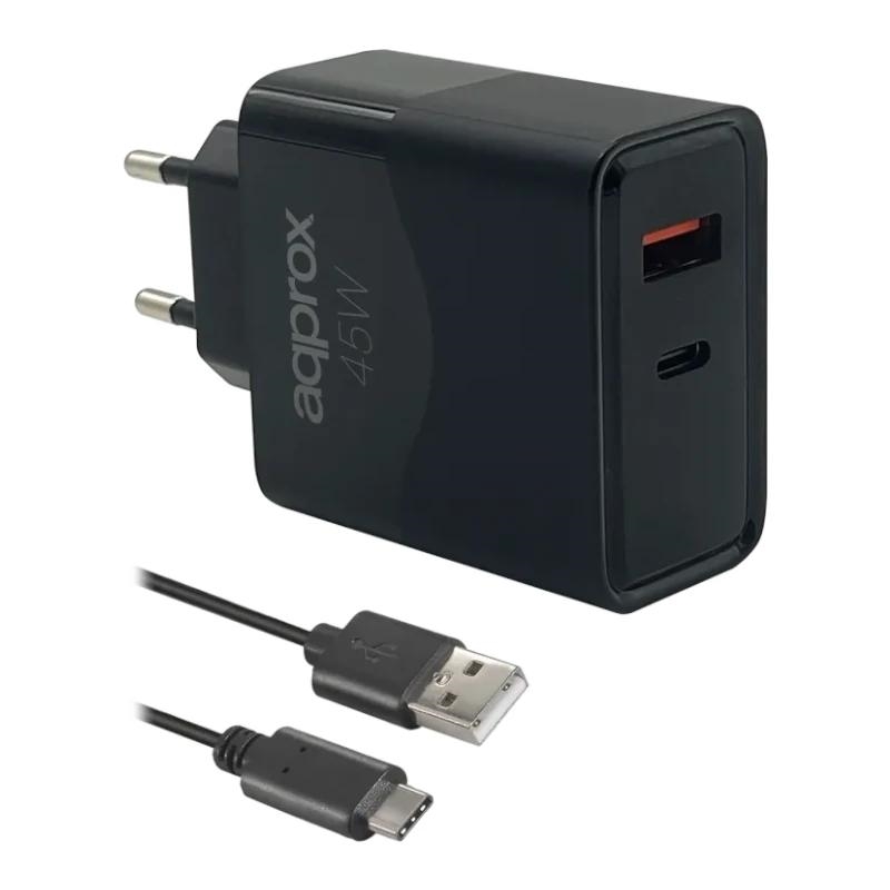 approx! Approx 45W Qc 1 X USB A+ 1 X USB C+Cable – USB-C