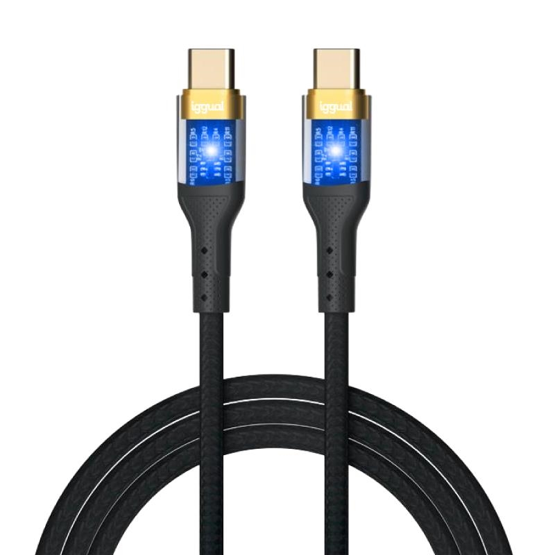 iggual Cable USB-C a tipo C 3A 100 cm trenzado LED