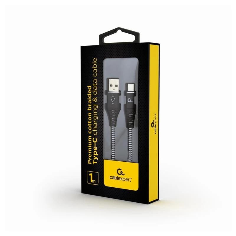 Gembird USB T C trenzado de algodón 1m
