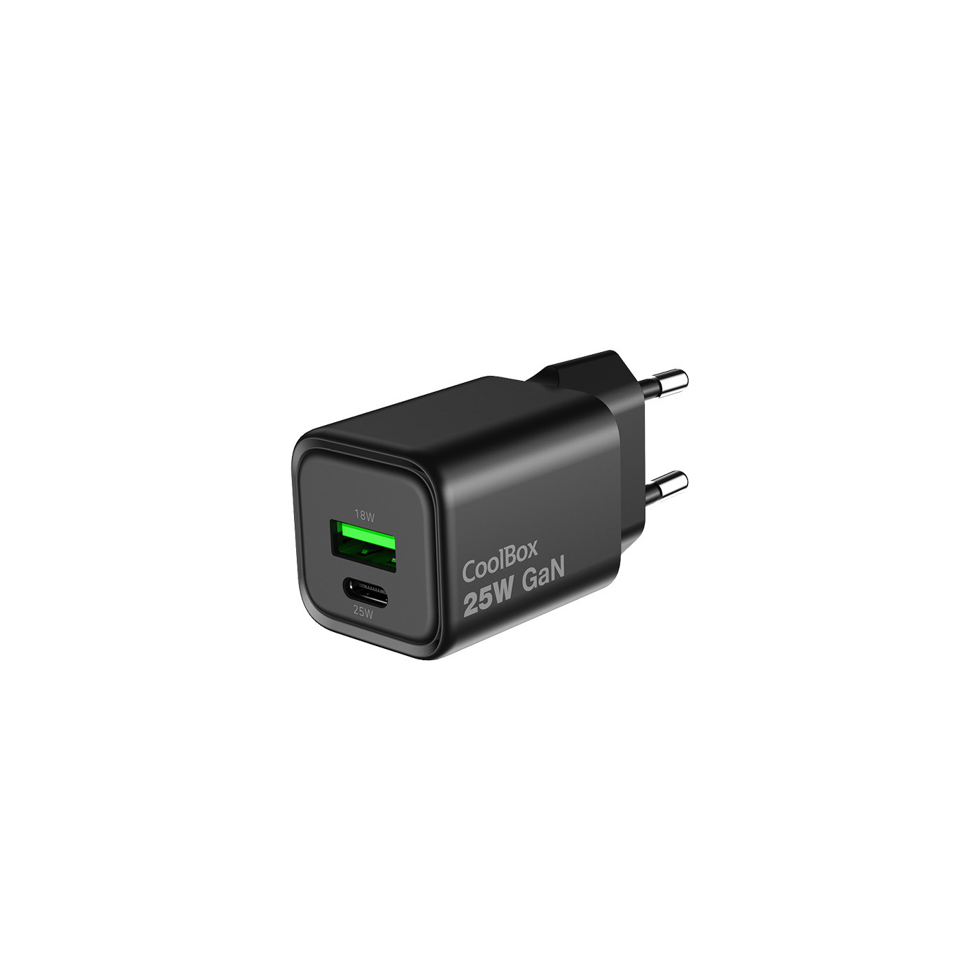 Coolbox Gan 25W USB-A Negro – USB-C