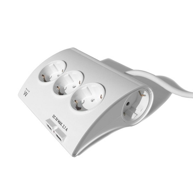 Ewent EW3935 Regleta 5 Schuko + 2 USB 2.1A