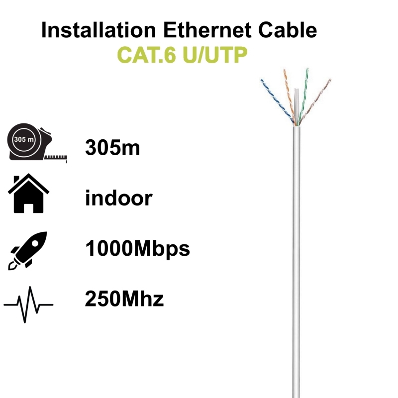 Cable Ewent Bobina Red Cat. 6 U/Utp, Pvc, 305mt