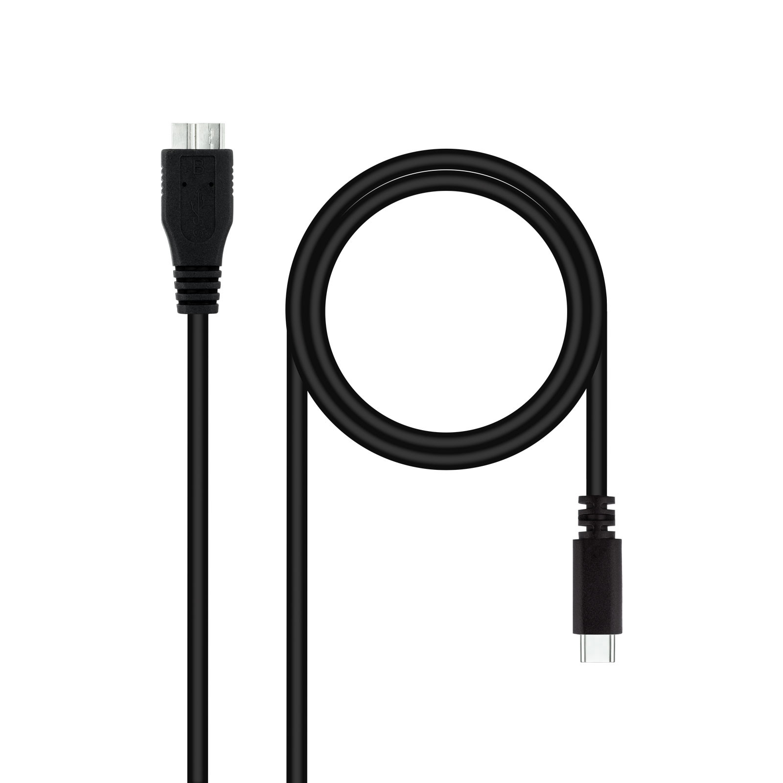 NANOCABLE 10.01.1201-BK, 1 m, USB C, Micro-USB B, USB 3.2 Gen 1 (3.1 Gen 1), 5 Gbit/s, Negro