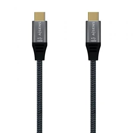 AISENS - CABLE USB 3.2 GEN2x2 ALUMINIO 20GBPS 5A 100W E-MARK, TIPO USB-C/M-USB-C/M, GRIS, 2.0M