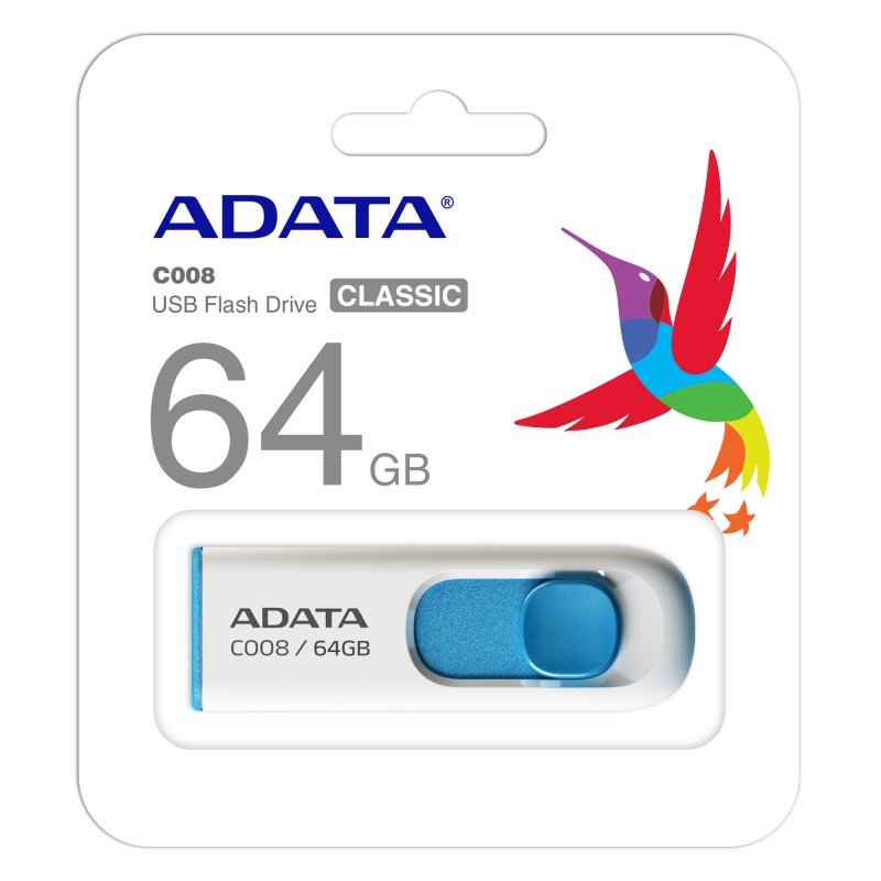 A-Data Adata Lapiz USB C008 64GB USB 2.0 Blanco / Azul