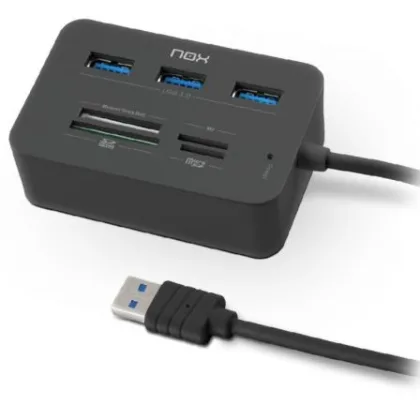 NOX Hub USB 3.0 Reader One/ 3xUSB/ 1x Lector de Tarjetas