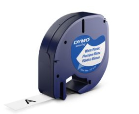 Cinta Rotuladora Adhesiva de Plástico Dymo 91221/ para Letratag/ 12mm x 4m/ Negra-Blanca