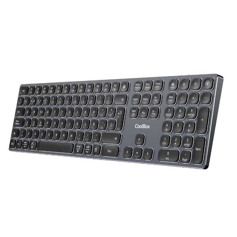 COOLBOX MOONLIGHT KEYBOARD B431 Teclado inalambrico de aluminio retroiluminado BT 5.1 + RF 2.4G Negro
