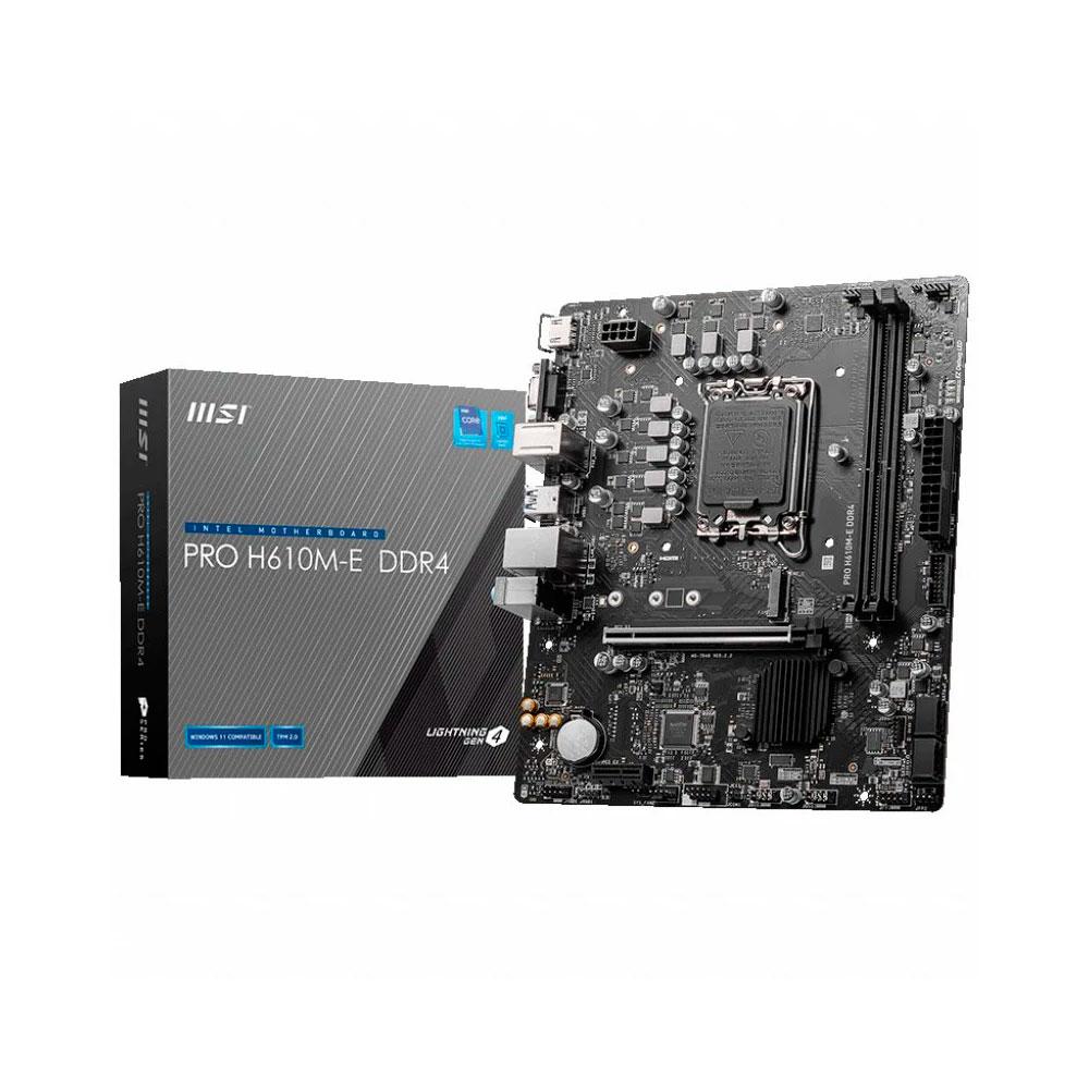 Placa base MSI Pro H610M-E / Socket 1700 / 2xDDR4 / MATX / 12-13-14th Gen. / VGA-HDMI / 911-7D48-007 / 911-7D48-038 / 911-7D48-062