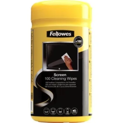 Fellowes Dispensador de 100 Toallitas 9183101 para Limpieza de Pantallas/ Pack de 6 Unidades