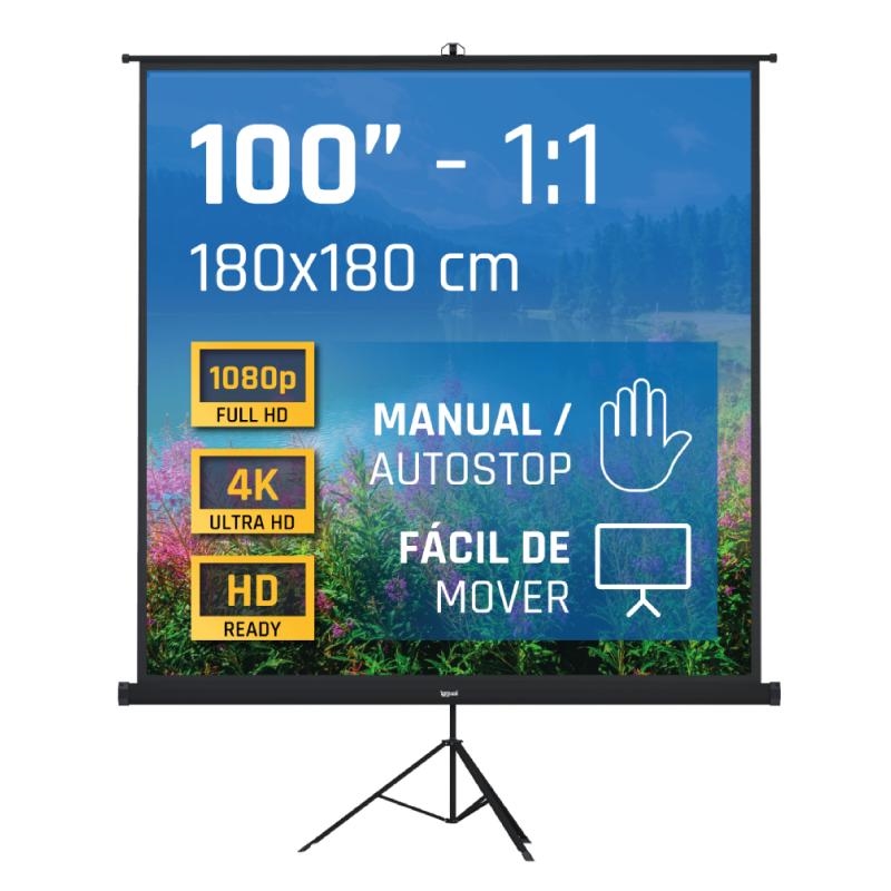 iggual Pantalla 100" 180x180 cm 1:1 trípode+bolsa – 180x180