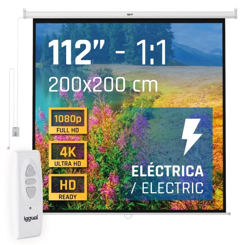 iggual Pantalla eléctrica 1:1 112" 200x200 cm – 200x200
