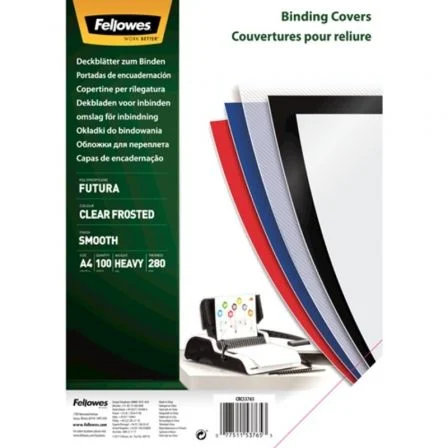 Fellowes Portadas de Polipropileno 5376503/ A4/ 300 Micras/ 100 unidades/ Transparente