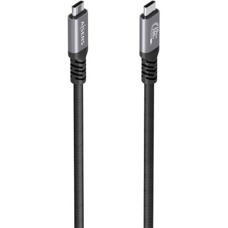 Cable USB 3.2 Tipo-C Aisens A107-0990/ USB Tipo-C Macho - USB Tipo-C Macho/ Hasta 100W/ 10Gbps/ 5m/ Negro