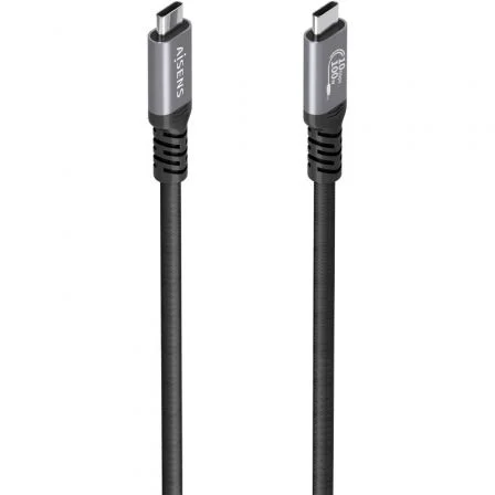 Cable USB 3.2 Tipo-C Aisens A107-0989/ USB Tipo-C Macho - USB Tipo-C Macho/ Hasta 100W/ 10Gbps/ 4m/ Negro