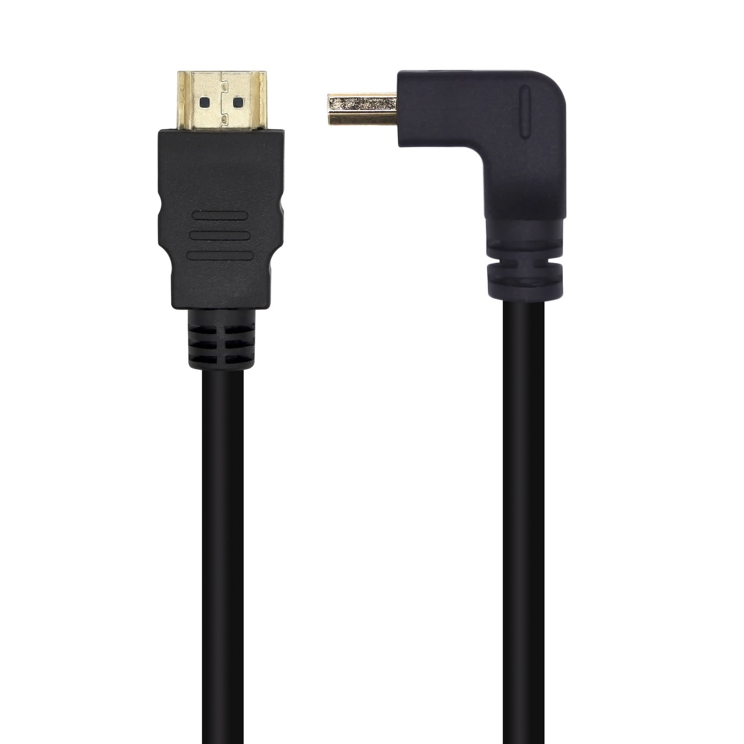 Aisens V2.0 Acodado Premium Alta Velocidad / Hec @60HZ 18GBPS, A/M-A/M, Negro, 2.0M – HDMI