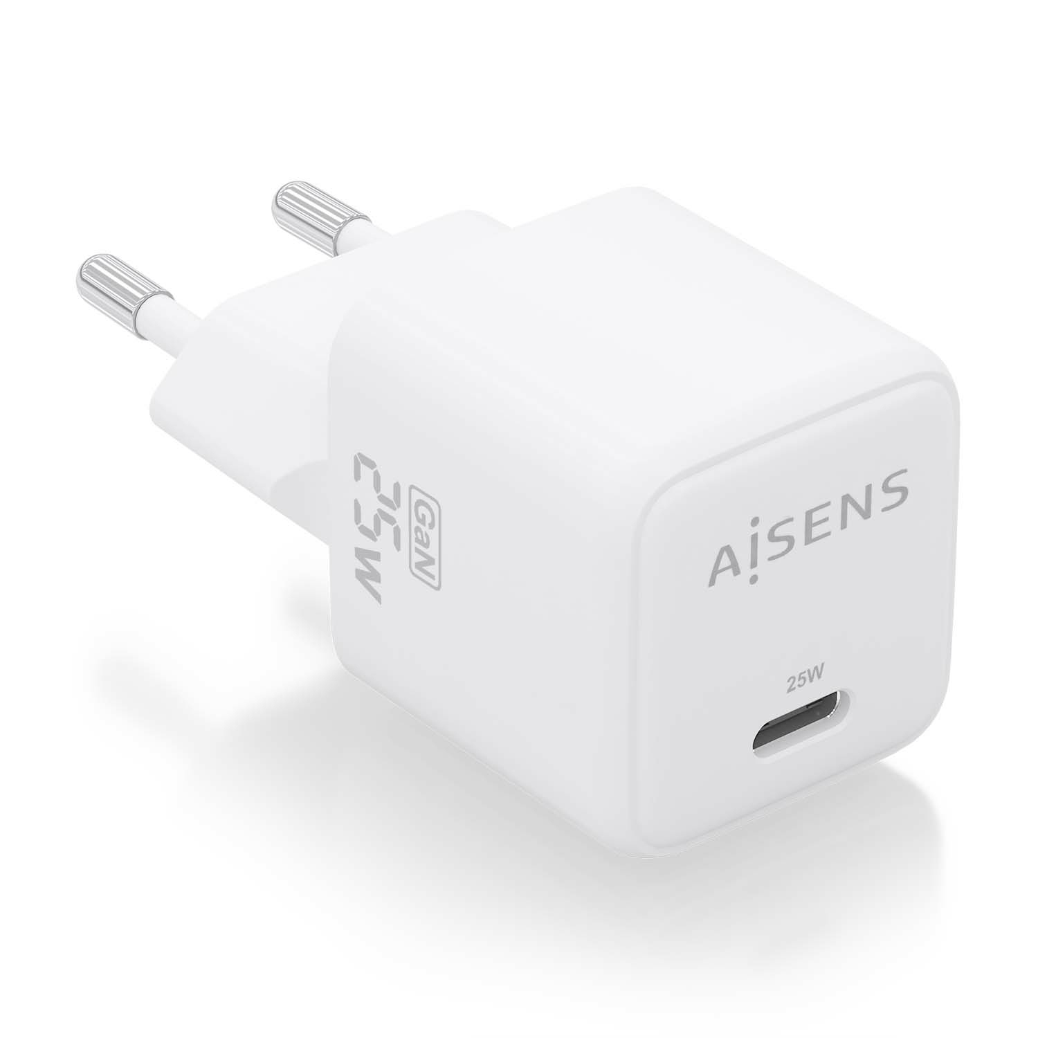 Aisens GaN 25W, 1xUSB-C PD3.0 QC4.0, Blanco